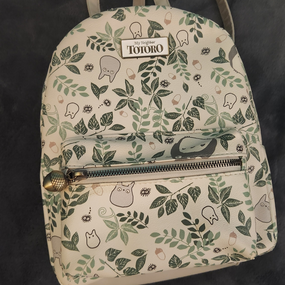 Totoro Patterned Cream Backpack